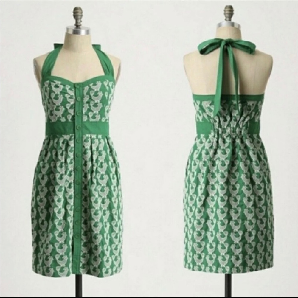 Anthropologie Floreat Rooster Embroidered Dress 12